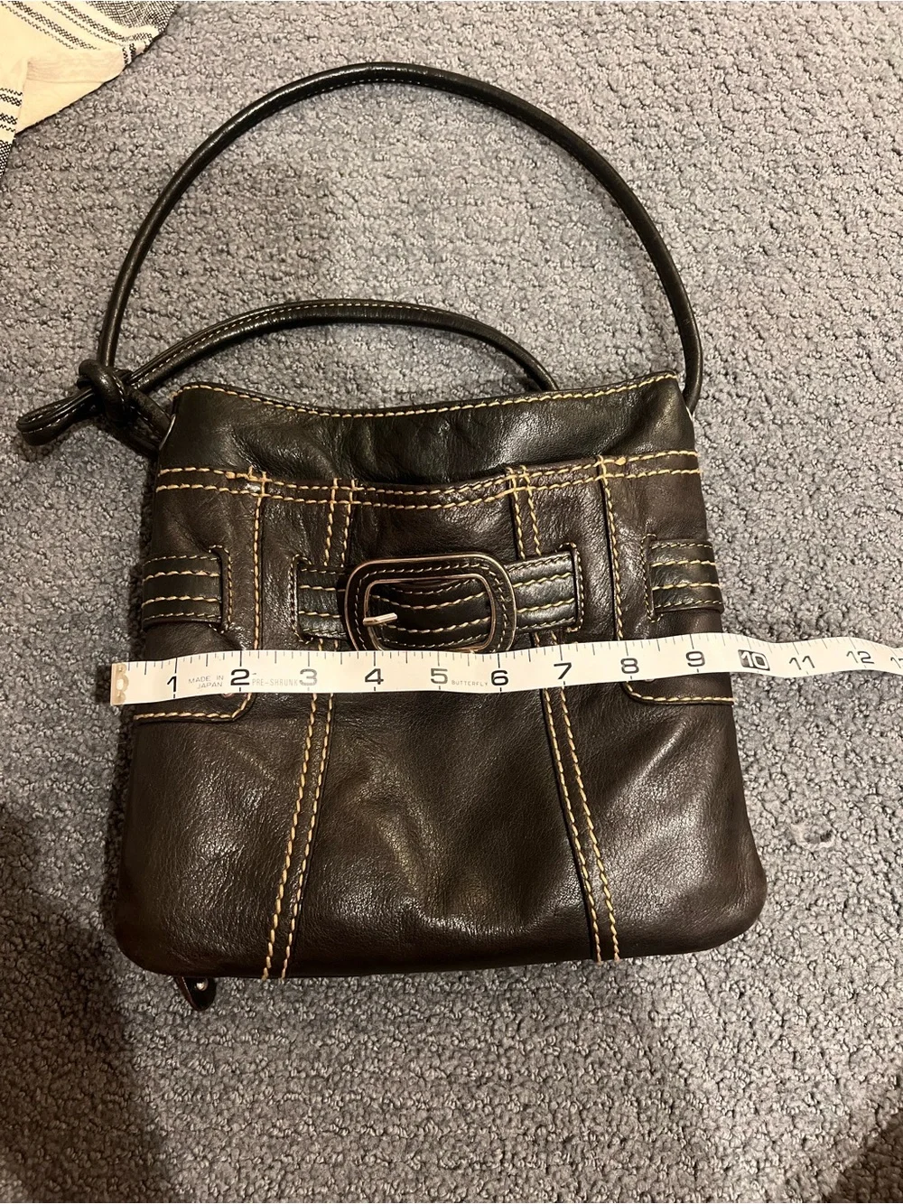 Tignanello Black Leather Crossbody with Contrasting Stitching